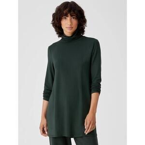 Eileen Fisher Soft Jersey Knit Blend Turtleneck Layering Tunic in Powder Pink